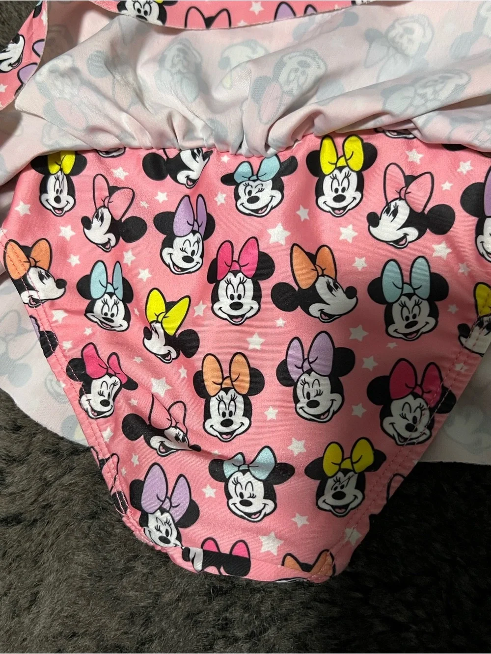 Disney Pink and Yellow Minnie Mouse Swim Top Size 4